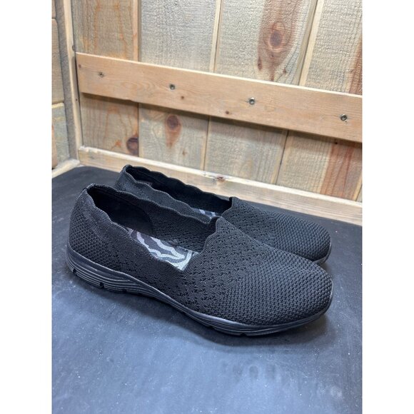 Skechers Womens Seager-Stat Black Slip-On Shoes Size 9.5 Air-Cooled Memory Foam - Picture 1 of 9